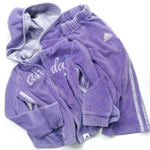 Adidas Purple Track Suit With Hood Size 2T